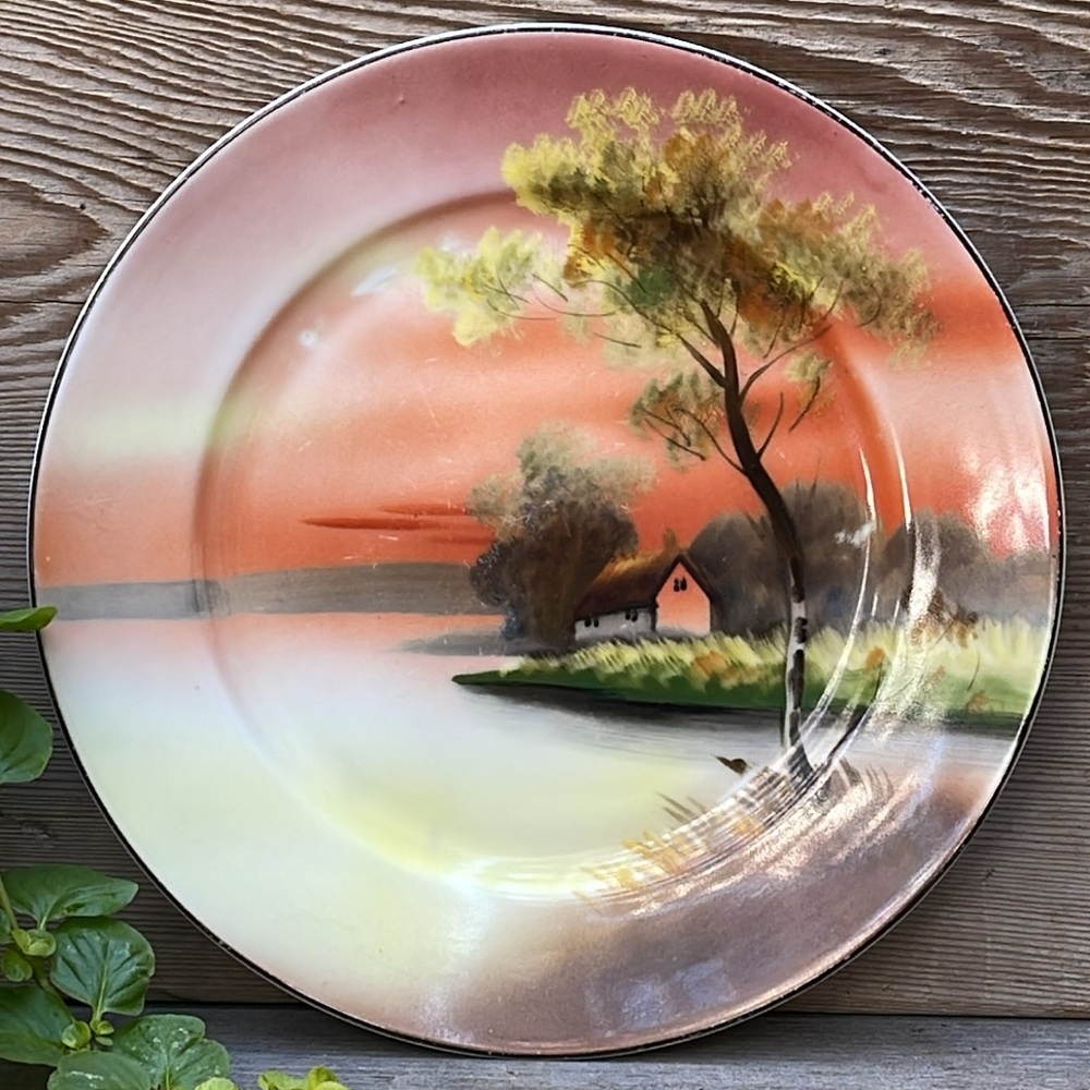Vintage Noritake Autumn Pastoral Plate :: Handpainted